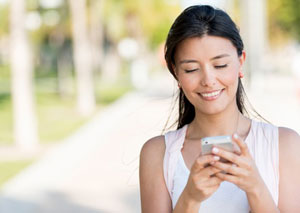 Woman checking SMS